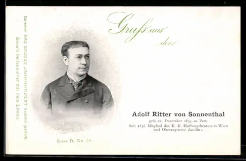 AK Schauspieler Adolf Ritter von Sonnenthal, Hofburgtheater Wien