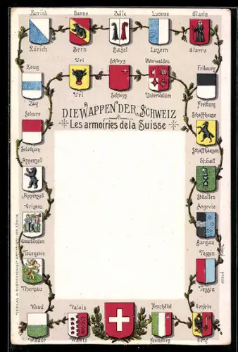AK Schweiz, Die Wappen der Schweiz, les armoiries de la Suisse, Unterwalden, Glarus & Vaud