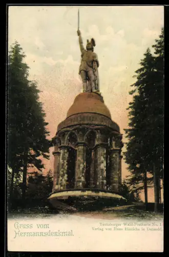 AK Detmold, Hermannsdenkmal im Teutoburger Wald