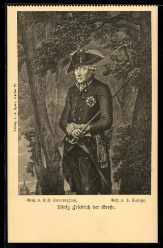 AK König Friedrich der Grosse in Uniform im Wald