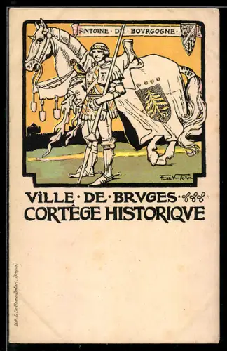 Künstler-AK Bruges, Cortège Historique, Antoine de Bourgogne