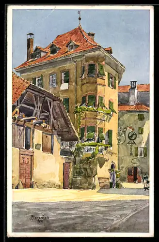 Künstler-AK J.Marschall: Bozen, Gasthaus Batzenhäusl