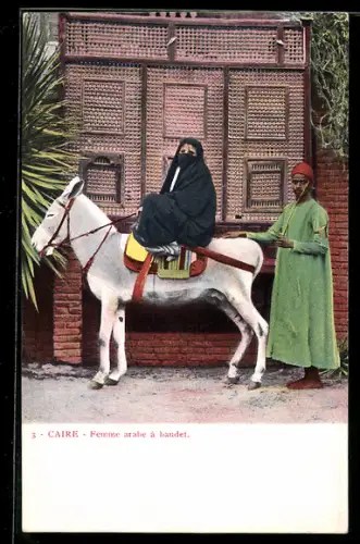 AK Kairo, Femme arabe a baudet