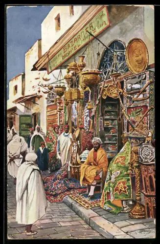 Künstler-AK Bazar arabe, Arabischer Basar