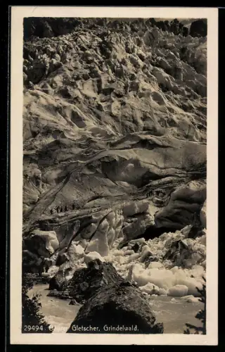 AK Grindelwald, Wanderer auf dem Gletscher