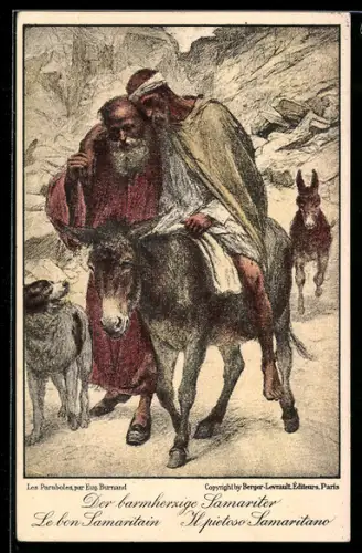 Künstler-AK Eug. Bernard: Schweizerischer Samariterbund, Der barmherzige Samariter, Rotes Kreuz