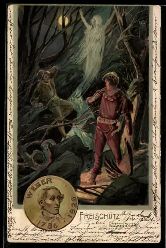 Lithographie Freischütz von Weber, Geist