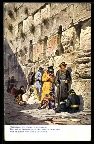 Künstler-AK Friedrich Perlberg: Jerusalem, Betende an der Klagemauer