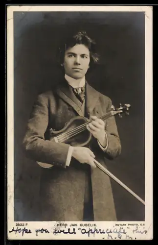 AK Herr Jan Kubelik, Portrait mit Violine