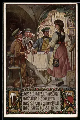 AK Kellnerin bei trinkenen Studenten