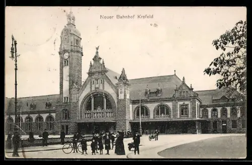 AK Krefeld, Blick zum neuen Bahnhof