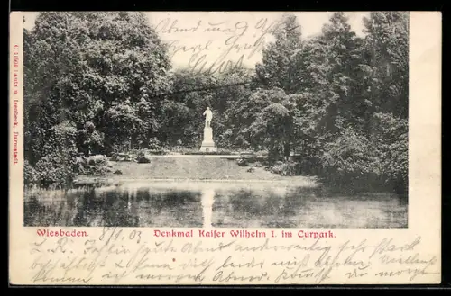 AK Wiesbaden, Denkmal Kaiser Wilhelm I. im Kurpark