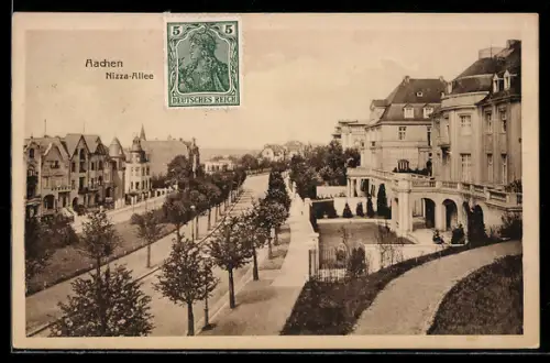 AK Aachen, Ansicht der Strasse Nizza-Allee