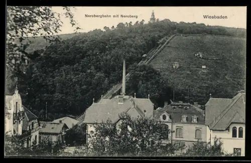 AK Wiesbaden, Nerobergbahn mit Neroberg