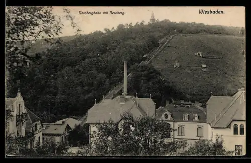 AK Wiesbaden, Nerobergbahn mit Neroberg