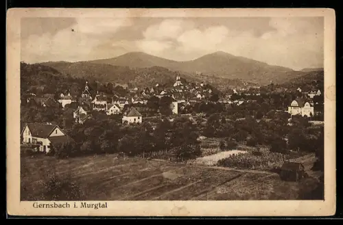 AK Gernsbach i. Murgtal, Teilansicht mit Kirche