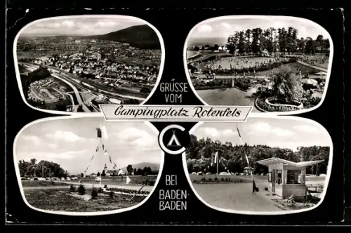 AK Rotenfels bei Baden-Baden, Campingplatz, Schranke, Badese