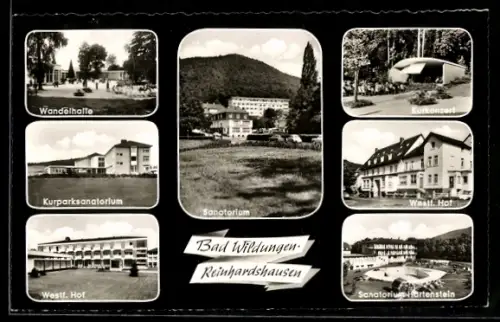 AK Bad Wildungen-Reinhardshausen, Wandelhalle, Kurpark-Sanatorium, Sanatorium Hartenstein