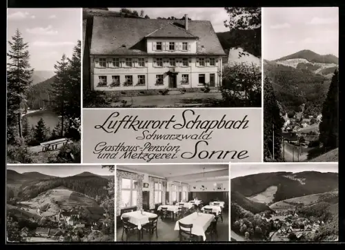 AK Schapbach /Schwarzwald, Gasthaus-Pension und Metzgerei Sonne, Ortsansichten