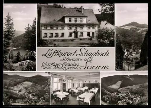 AK Schapbach /Schwarzwald, Gasthaus-Pension und Metzgerei Sonne, Ortsansichten
