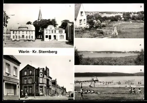 AK Warin /Sternberg, Rathaus, Ernst-Thälmann-Strasse, Wariner See, Bad
