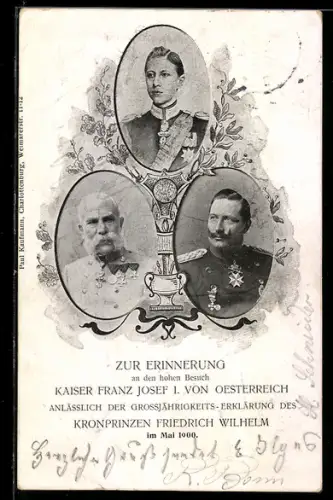 AK Portrait Kaiser Franz Josef I. von Österreich & Kaiser Wilhelm II., 1900
