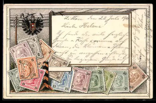 AK Österreichische Briefmarken, Wappen