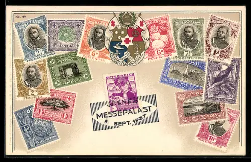 AK Briefmarken Toga, Wappen
