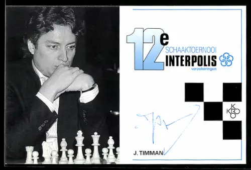 AK Schachspieler J. Timman bei einem Turnier, 12e Schaaktoernooi Interpolis Verzekeringen, Brettspiel