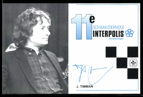 AK Schachspieler J. Timman bei einem Turnier, 11e Schaaktoernooi Interpolis, Brettspiel, Autograph
