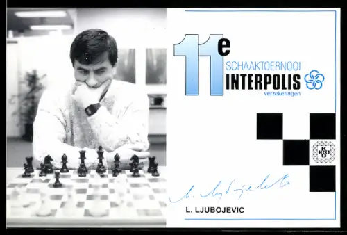 AK Schachspieler L. Ljubojevic bei einem Turnier, 11e Schaaktoernooi Interpolis, Brettspiel, Autograph