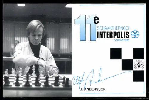 AK Schachturnier, Spieler U. Andersson bei einer Partie, 11e Schaaktoernooi Interpolis Verzekeringen, Brettspiel