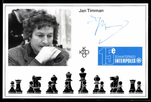AK Schachspieler Jan Timman bei einem Turnier, 15e Schaaktoernooi Interpolis, Brettspiel, Autograph
