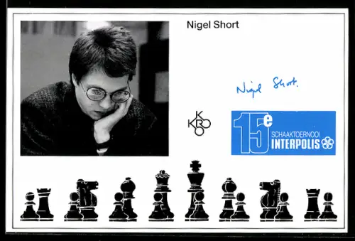 AK Schachspieler Nigel Short bei einem Turnier, 15e Schaaktoernooi Interpolis, Brettspiel, Autograph