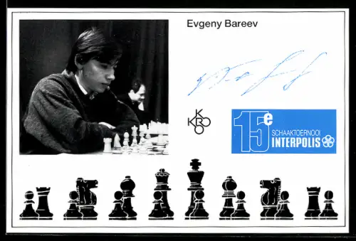 AK Schachspieler Evgeny Bareev in einem Turnier, 15e Schaaktoernooi Interpolis, Brettspiel, Autograph