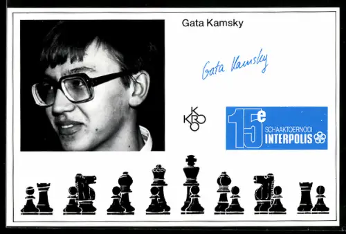 AK Schachspieler Gata Kamsky in einem Turnier, 15e Schaaktoernooi Interpolis, Brettspiel, Autograph