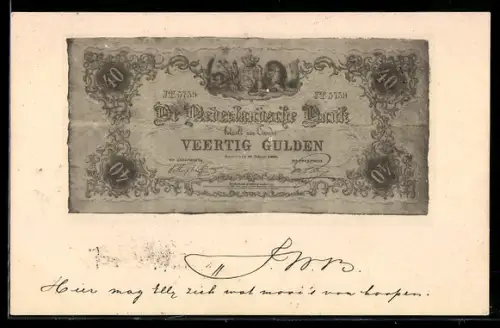 AK Geldschein Niederlande von 1900 über 40 Gulden