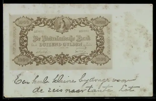 AK Geldschein Niederlande von 1896 über 1000 Gulden