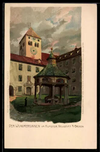 Künstler-AK Zeno Diemer: Brixen, Wunderbrunnen im Kloster Neustift