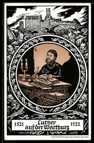 Künstler-AK Eisenach, Luther-Gedächtnisfeier 1921, Luther auf der Wartburg, Ganzsache