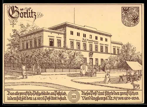 AK Görlitz, altes Kgl. Preuss. Postgebäude am Postplatz, Ganzsache