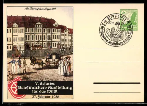 AK Erfurt, V. Briefmarken-Ausstellung1938 für das WHW, Winterhilfswerk, Alte Post 1814, Ganzsache, 
