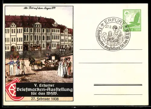 AK Erfurt, V. Erfurter Briefmarken-Ausstellung für das WHW 1938, Ganzsache, 