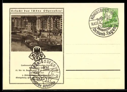 AK Ganzsache PP 142 C15 /02: Königsberg, 2. Philatelistische Ostlandtagung 1937, Am Hafen, 