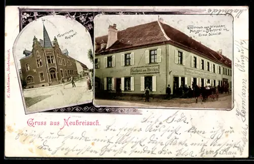AK Neubreisach, Gasthaus zum Hirschen, Inh. Ernst Schmidt, Kaiserl. Postamt