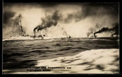 AK Vorstoss Kleiner Kreuzer und Torpedoboote zur englischen Küste