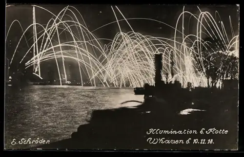 AK Illumination der Flotte in Wilhelmshaven am 10.11.1918