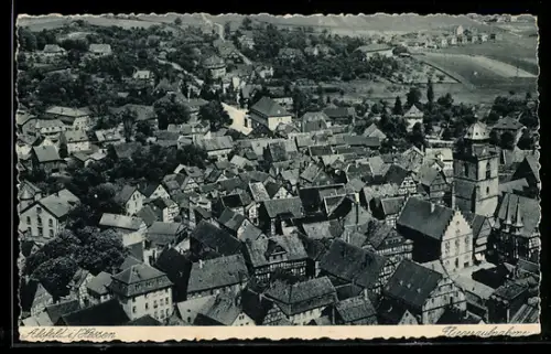 AK Alsfeld i. Hessen, Teilansicht der Stadt, Fliegeraufnahme