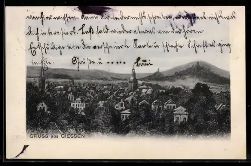 AK Giessen, Blick über den Ort mit Kirche