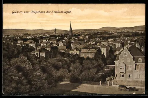 AK Giessen, Blick vom Corpshaus der Starkenburgia auf Stadtpanorama